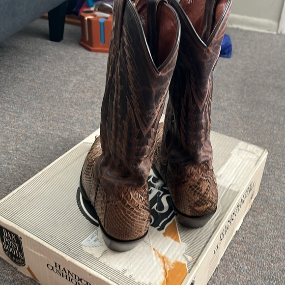 Brown/Tan Dan Post Men Genuine Python Skin Cowboy Boots. Worn 2x. 10D - Picture 3 of 8